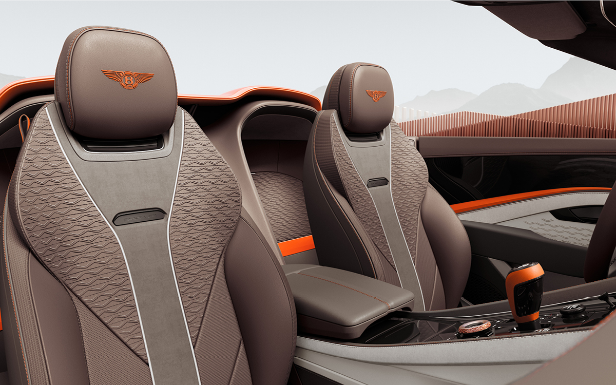 Orange Bentley Batur convertible seats