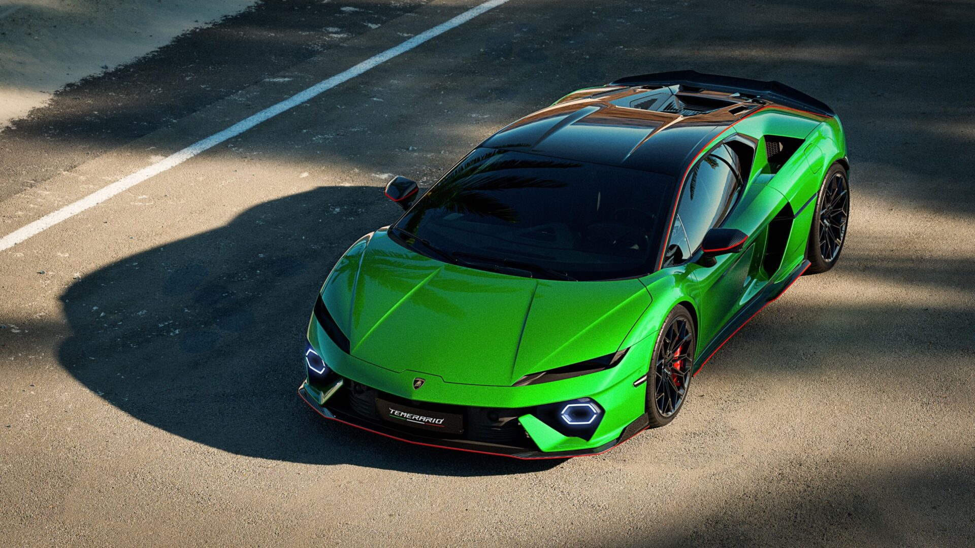 Green Lamborghini Temerario high front view