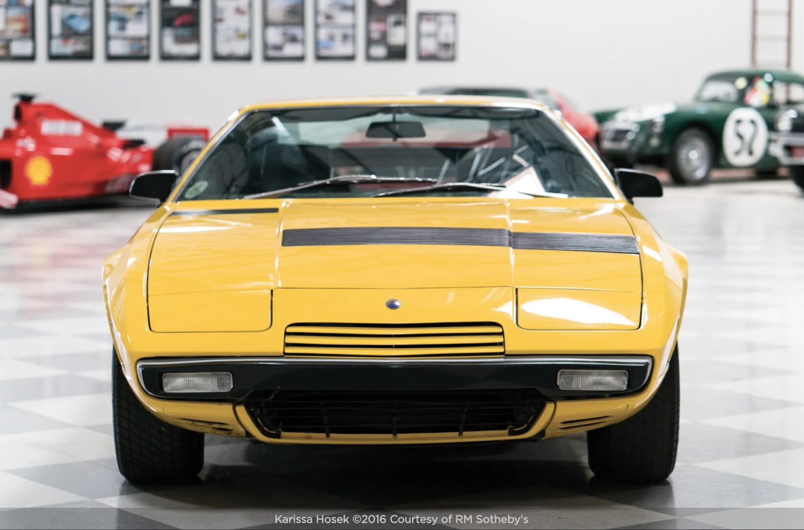 Yellow Maserati Khamsin front view