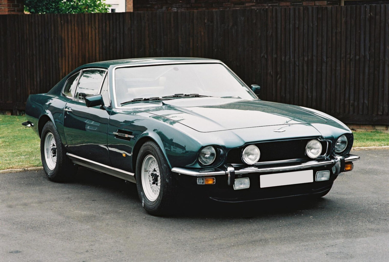 Green Aston Martin AMV8 right front view