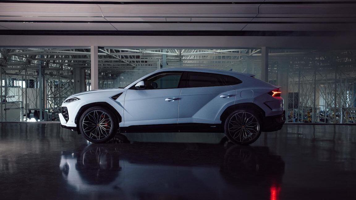 Silver Lamborghini Urus left side profile