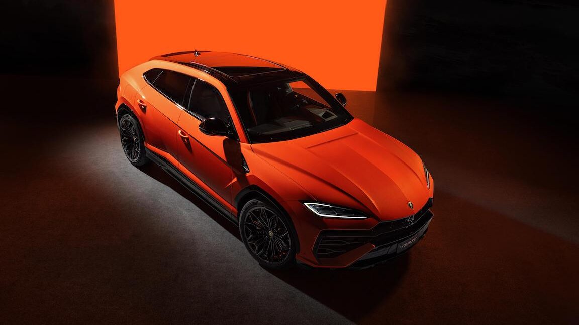 Orange Lamborghini Urus high view