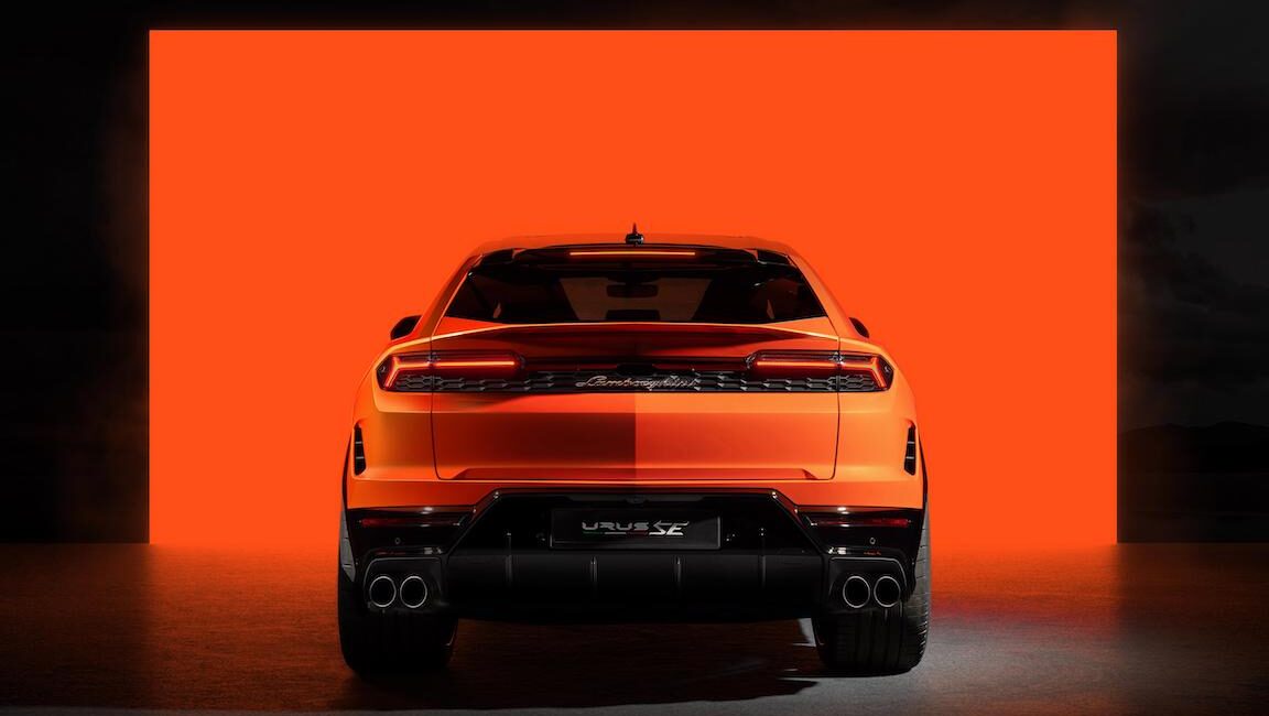 Orange Lamborghini Urus rear view