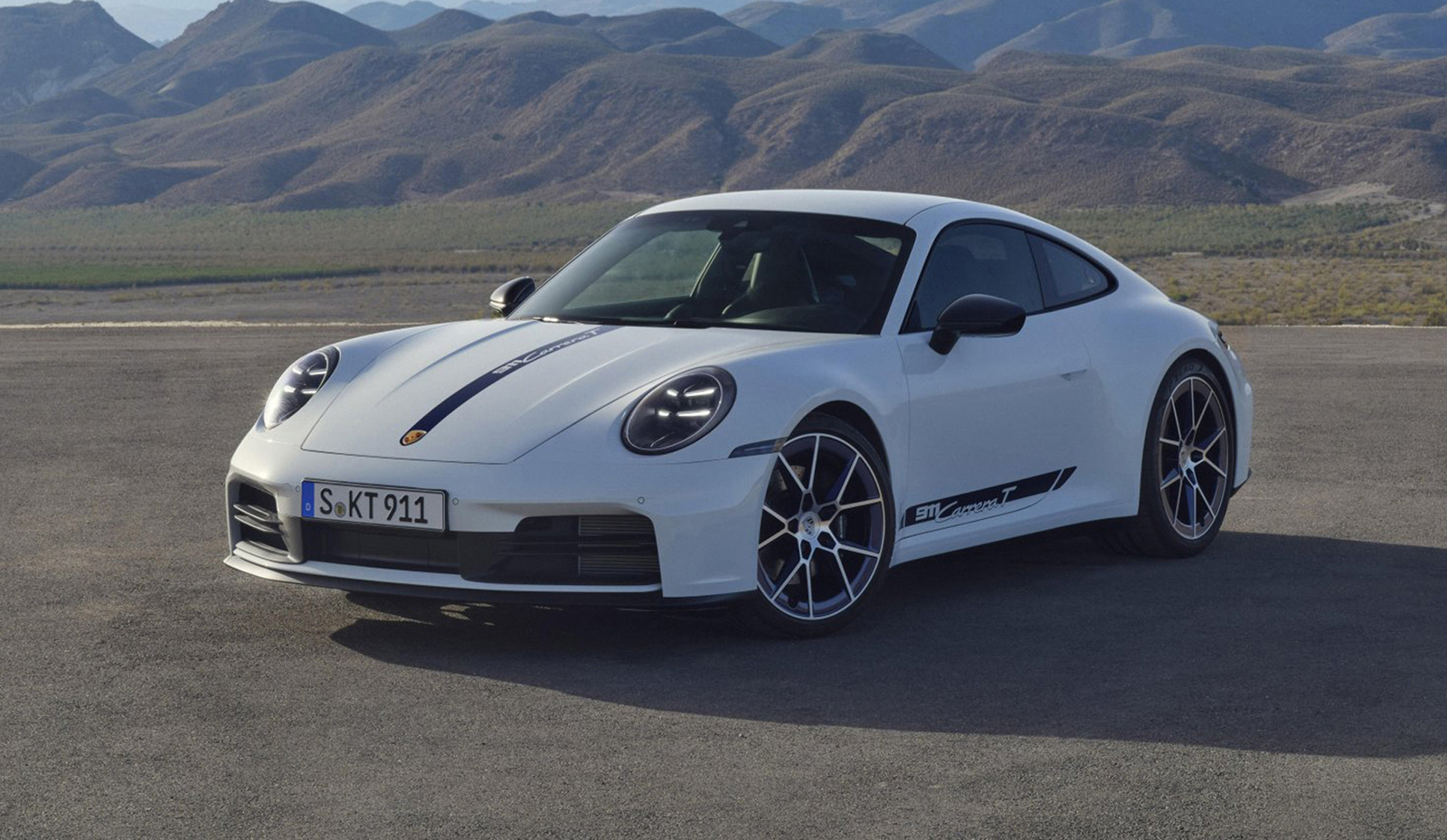 White Porsche 911 Carrera T left front