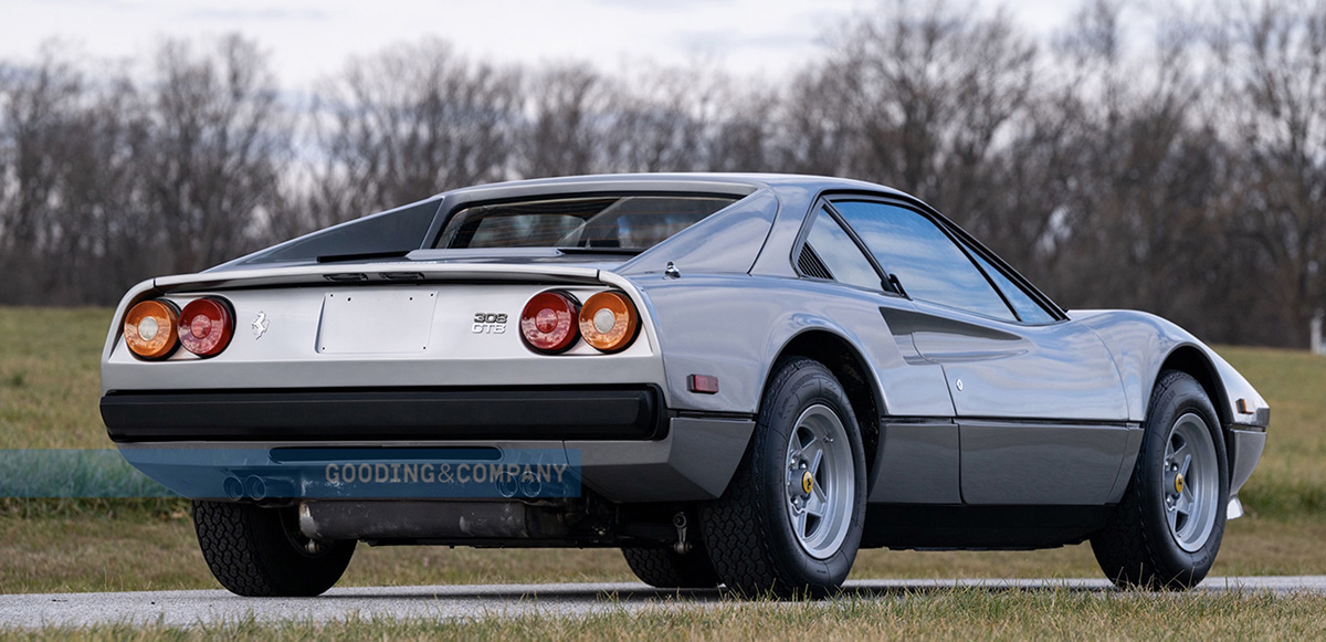 Silver Ferrari 308 GTB vetroresina right rear view